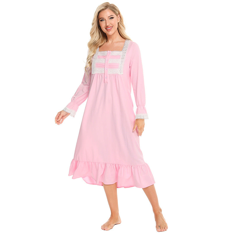 Casual Plus Sizes Long Sleeves Nightgown
