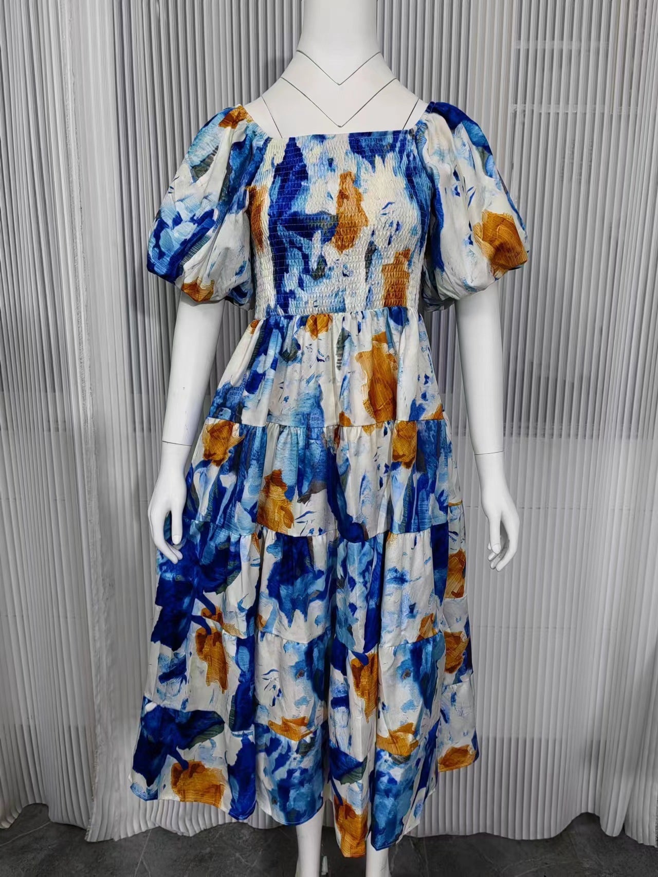 Women's Off-Shoulder Lantern Sleeve High Waist Summer Dress-red-S-Free Shipping Leatheretro