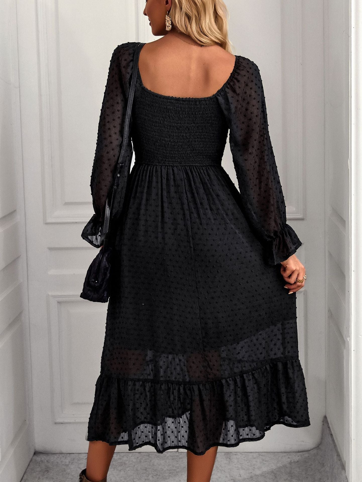 Elegant Square Neckline Summer Holiday Dresses