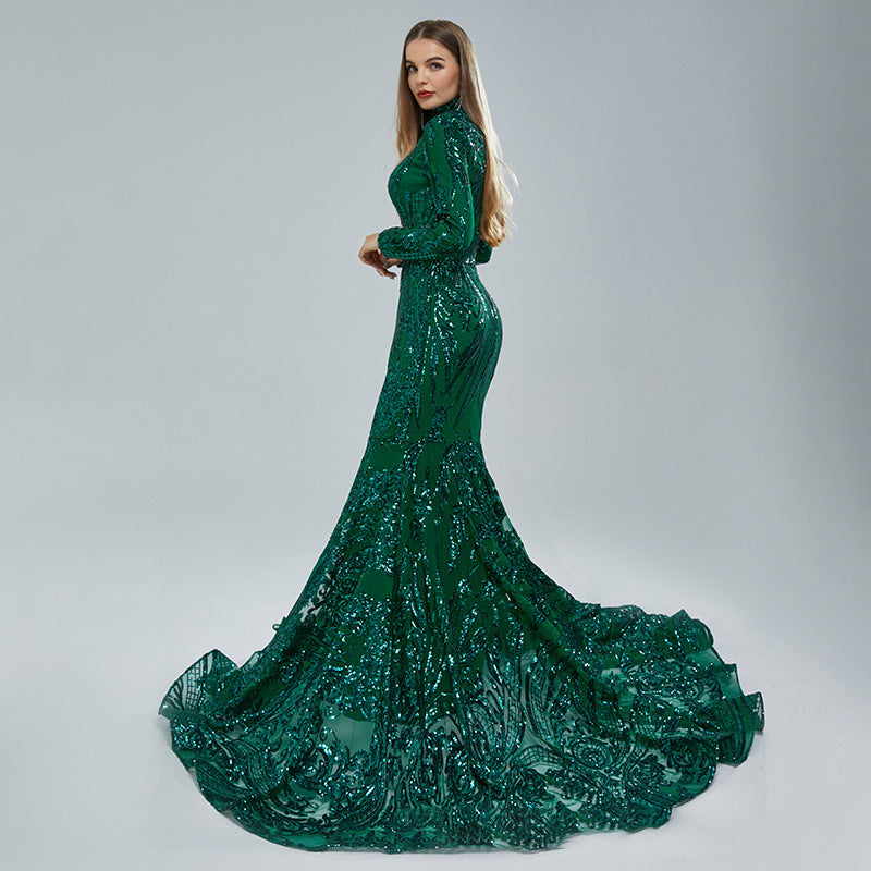 Luxury Long Sleeve High Waist Evening Dress/Wedding Dresses