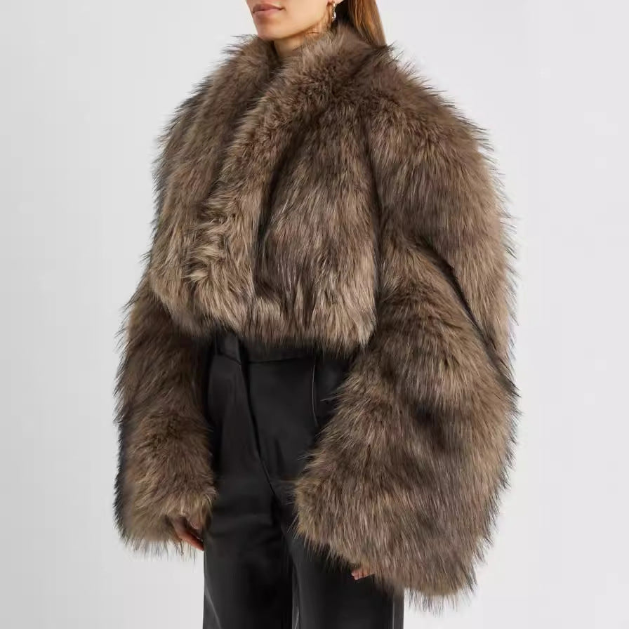 Retro Faux Mink Fur Short Coat Women’s – Reversible Plush Jacket