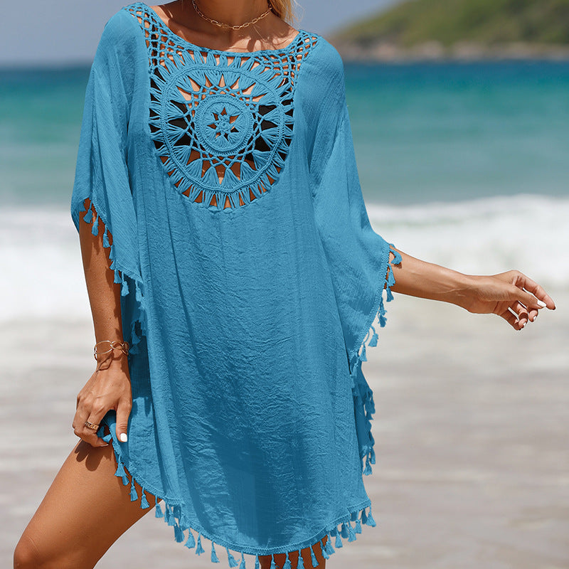 Summer Crochet Tassels Short Beach Cover Ups