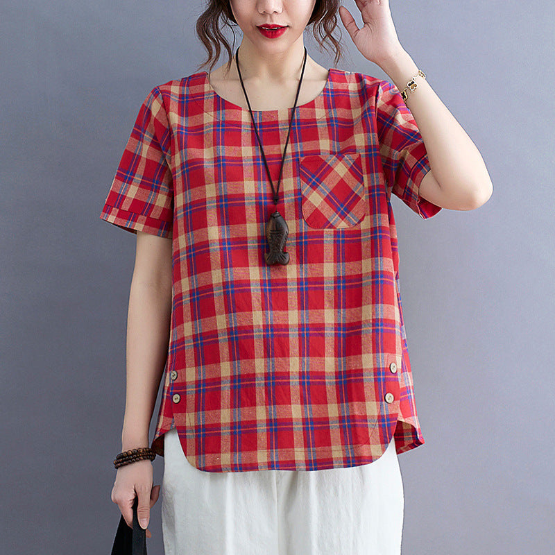 Vintage Stripe Cotton Linen T-Shirt