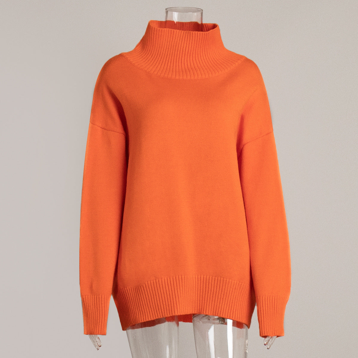 Women's Oversized Solid Color High Neck Sweater