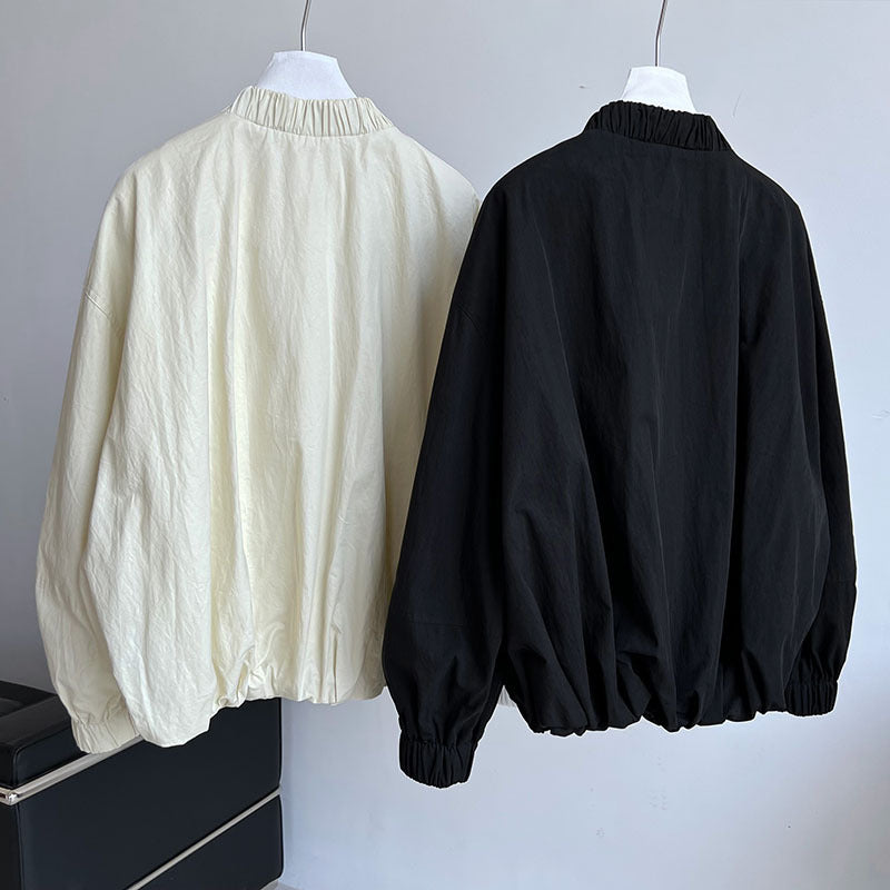 Women's Stand Collar Zip-Up Cotton Jacket-Black-M-Free Shipping Leatheretro