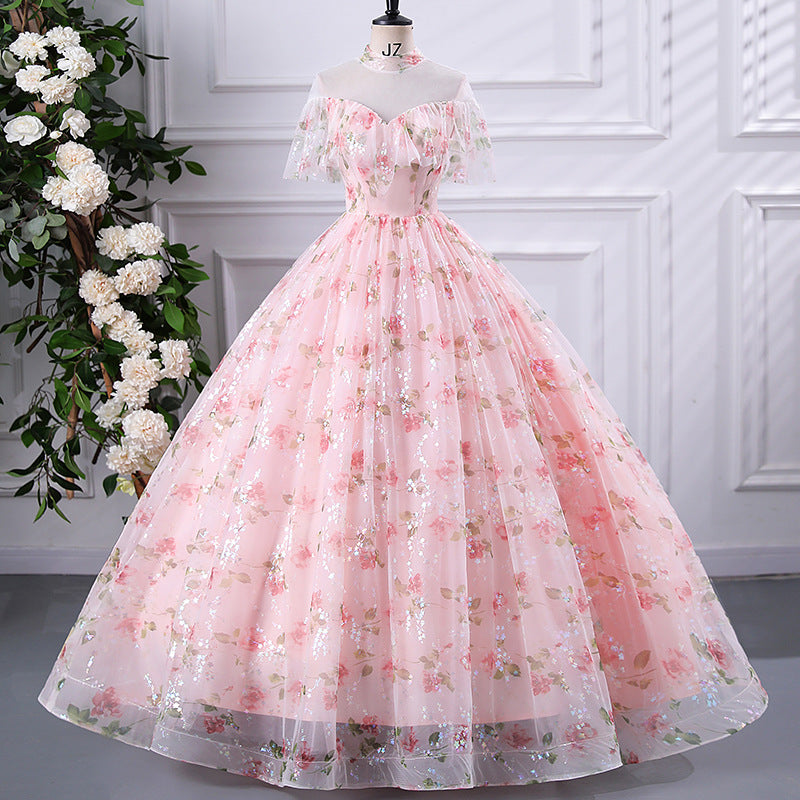 Women's Ball Gown Prom Dress with Puffy Tulle Skirt