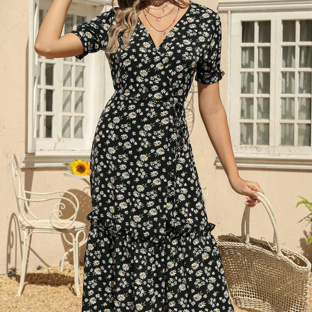 Women's Summer Boho V-Neck Beach Dress