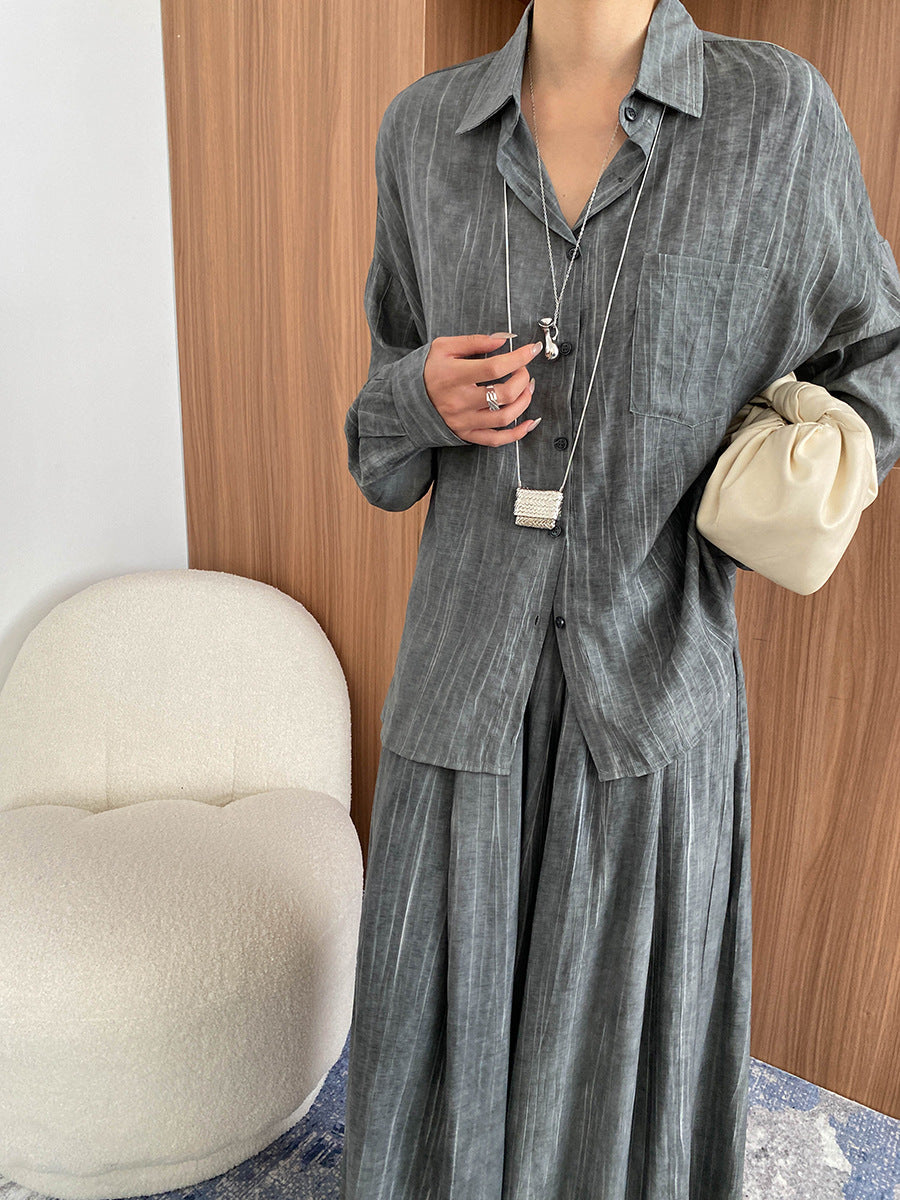 Tencel Lyocell Tie-Dye Relaxed Shirt & Culottes Two-Piece Set