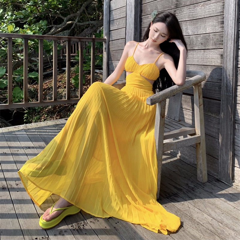 Luxury Dopamine Gown - Elegant Backless Maxi Dress with Designer Details