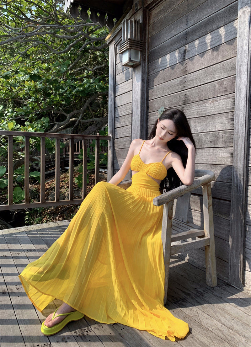 Luxury Dopamine Gown - Elegant Backless Maxi Dress with Designer Details