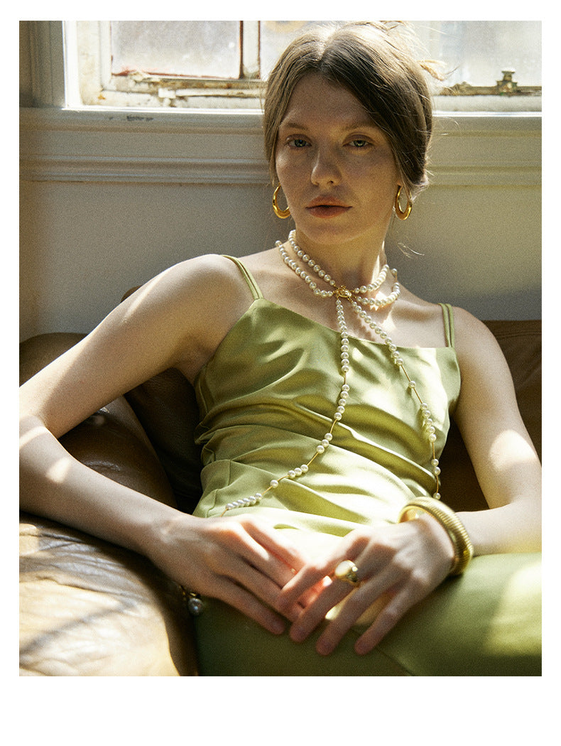 Elegant French Satin Slip Dress