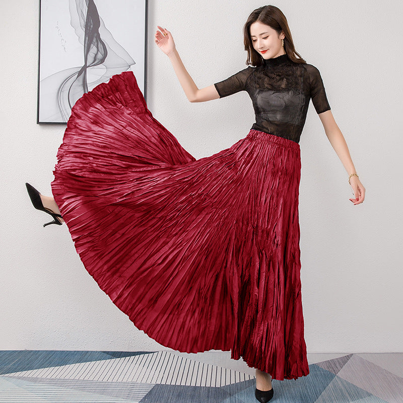 Elegant High-Waisted Solid Color Maxi Skirt