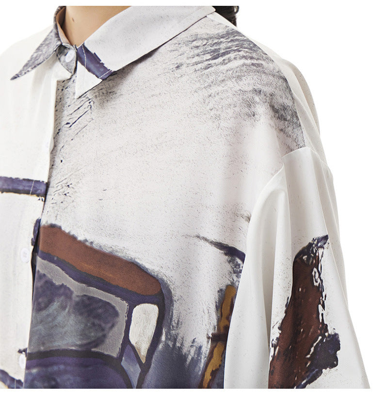 Summer Graffiti Designed Casual Long Sleeves Shirts-Dresses-Free Shipping at meselling99