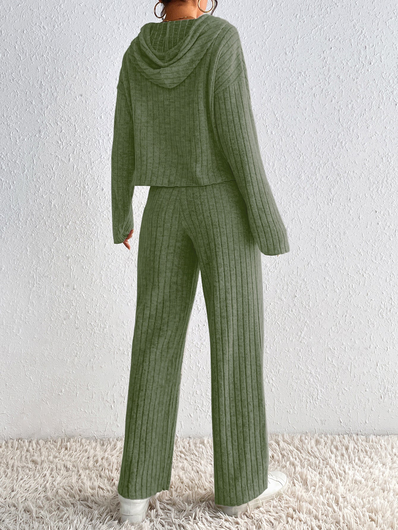 Casual High Neck Fall  Two Pieces Knitted Suits