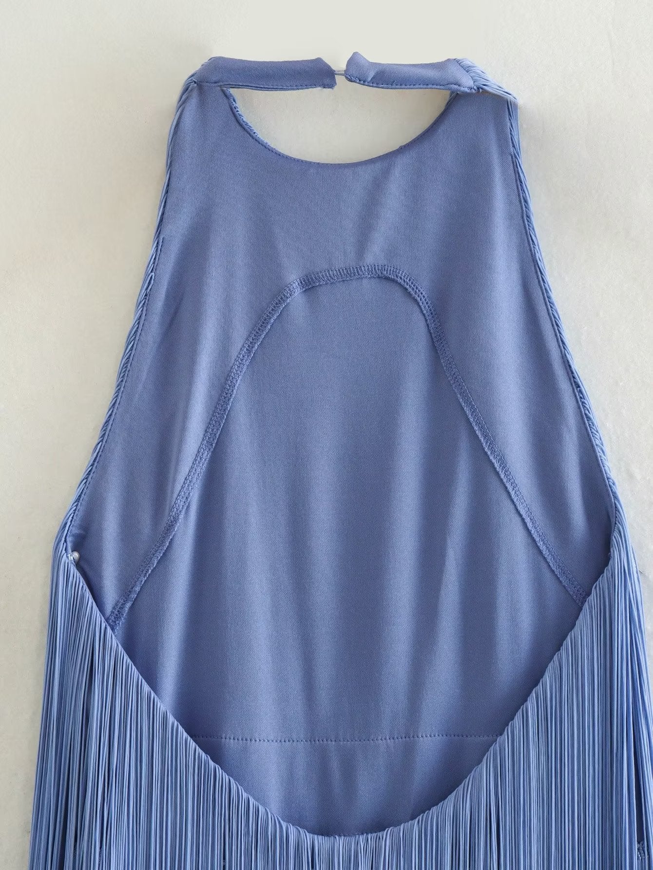 Chic Summer Halter Neck Sleeveless Tassel Mini Dress