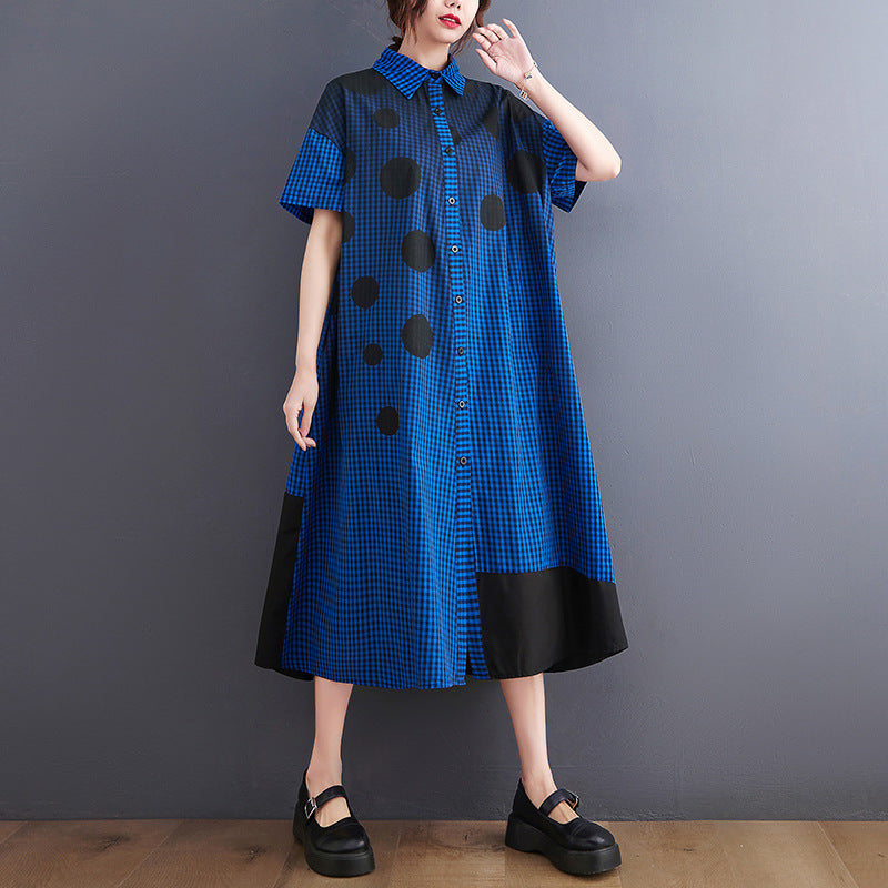 Vintage Dot Print Women Long Shirts Dresses-Dresses-Free Shipping at meselling99