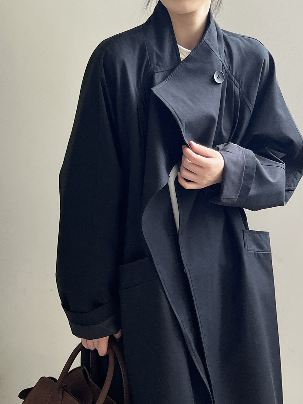 Retro Notch Lapel Single-Button Mid-Length Coat