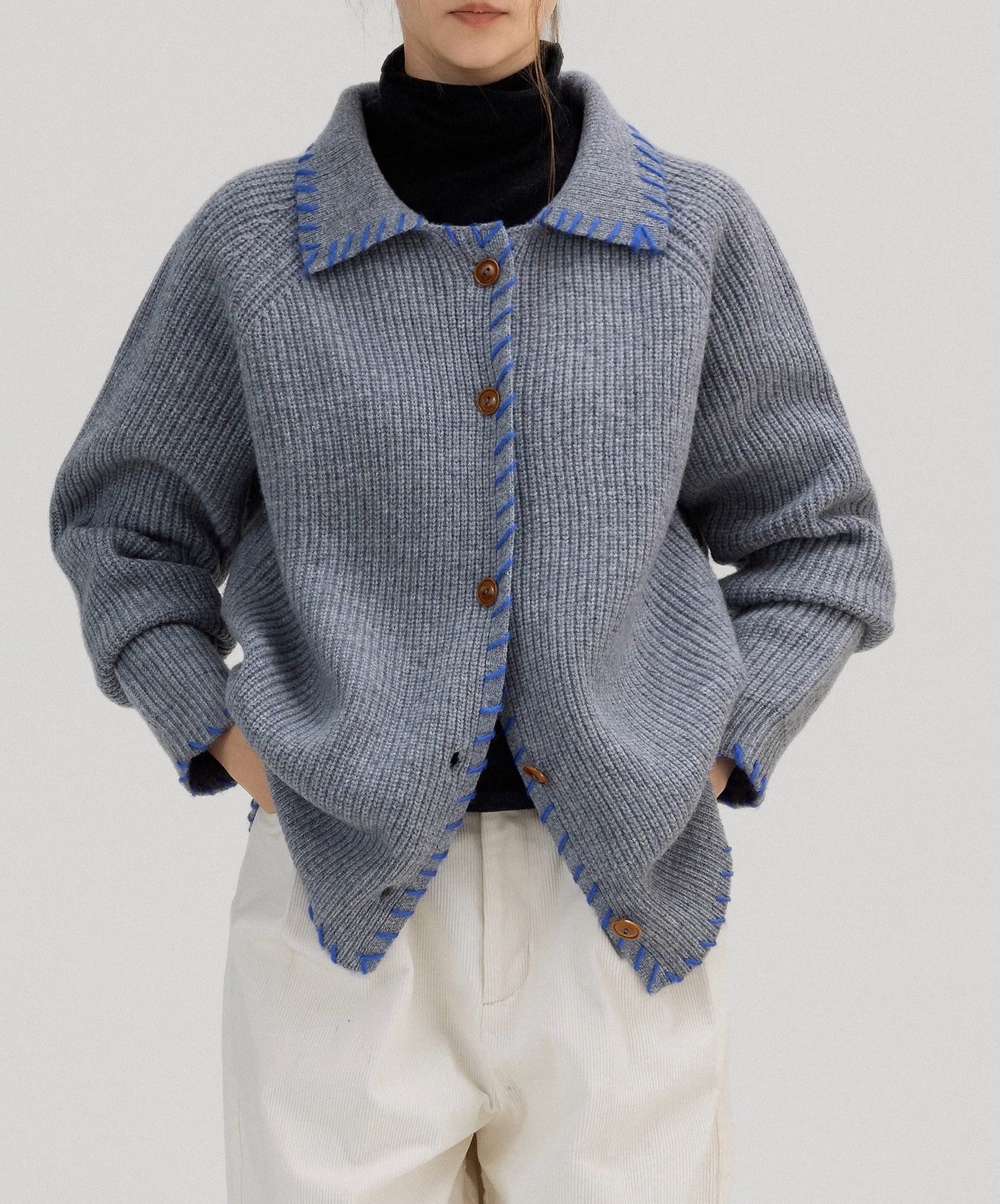 Casual Wool Knitted Women Cardigan SweatersType: Fashion Knitted Cardigan Sweaters