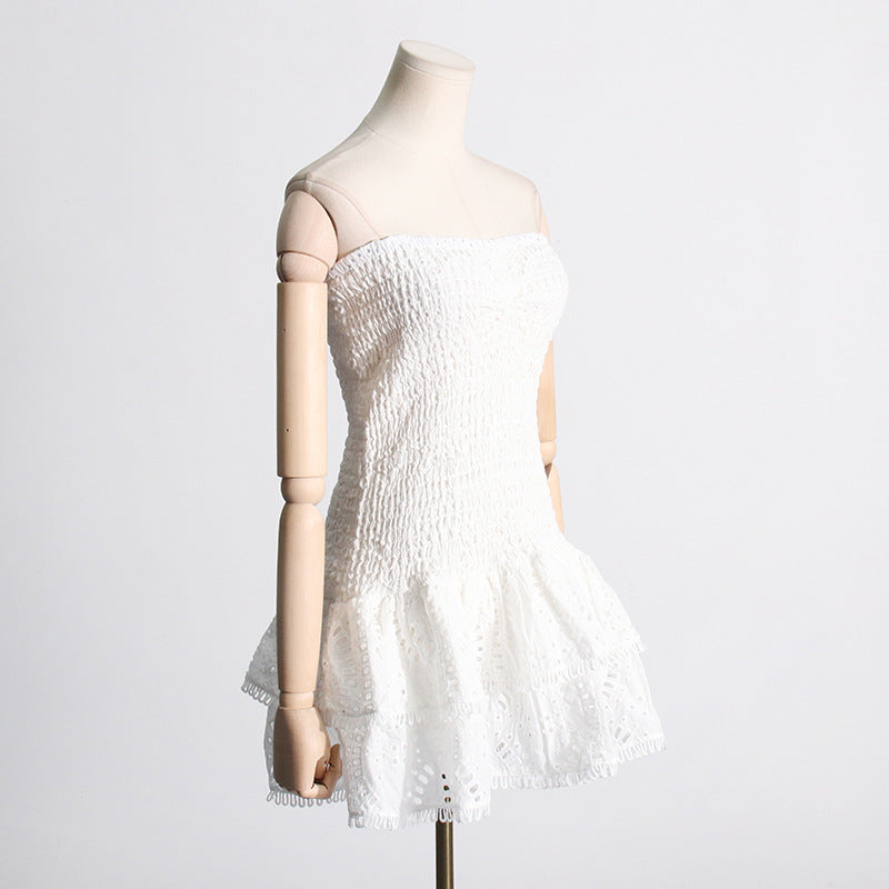 Designed Women's Holiday Style Bodycon Bandeau Beach Dress