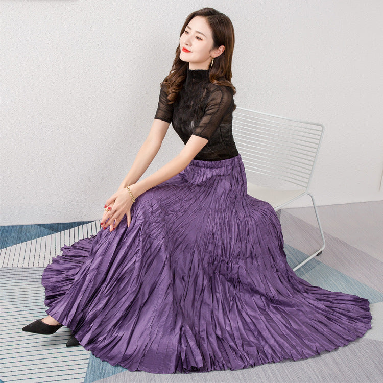 Elegant High-Waisted Solid Color Maxi Skirt