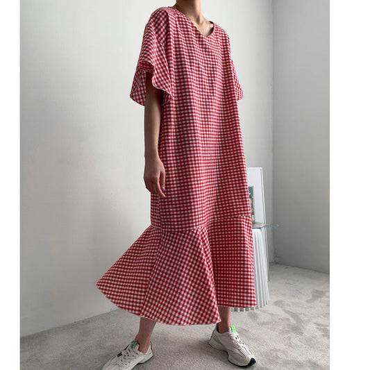 Vintage Summer Plaid Women Long Dresses-Dresses-Free Shipping at meselling99