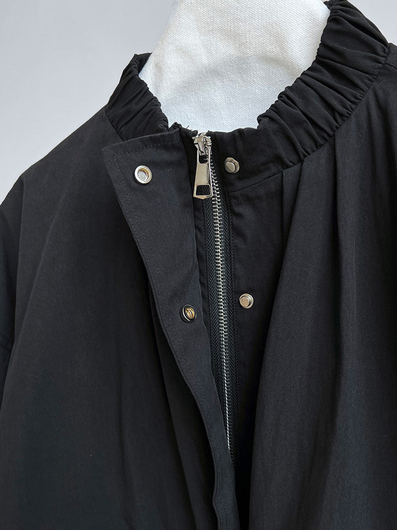 Women's Stand Collar Zip-Up Cotton Jacket-Black-M-Free Shipping Leatheretro