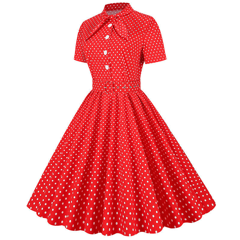 Vintage Polka Dot Short Sleeves Dresses-Dresses-Free Shipping at meselling99