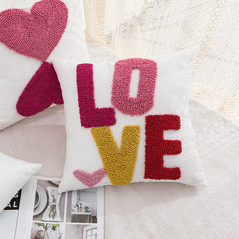 Valentine's Day Embroidered Throw Pillow Cover