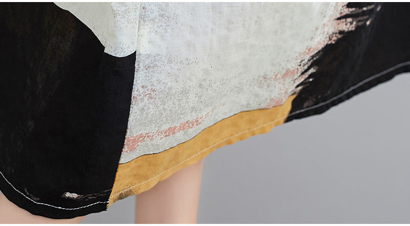 Women's Summer Boho Loose Fit V-Neck Short Sleeve Maxi Dress