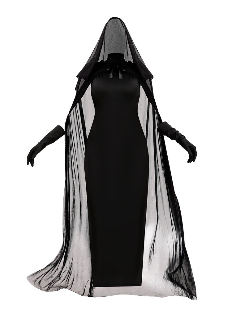 Halloween Vampire Witch Costume with Cape and Veil