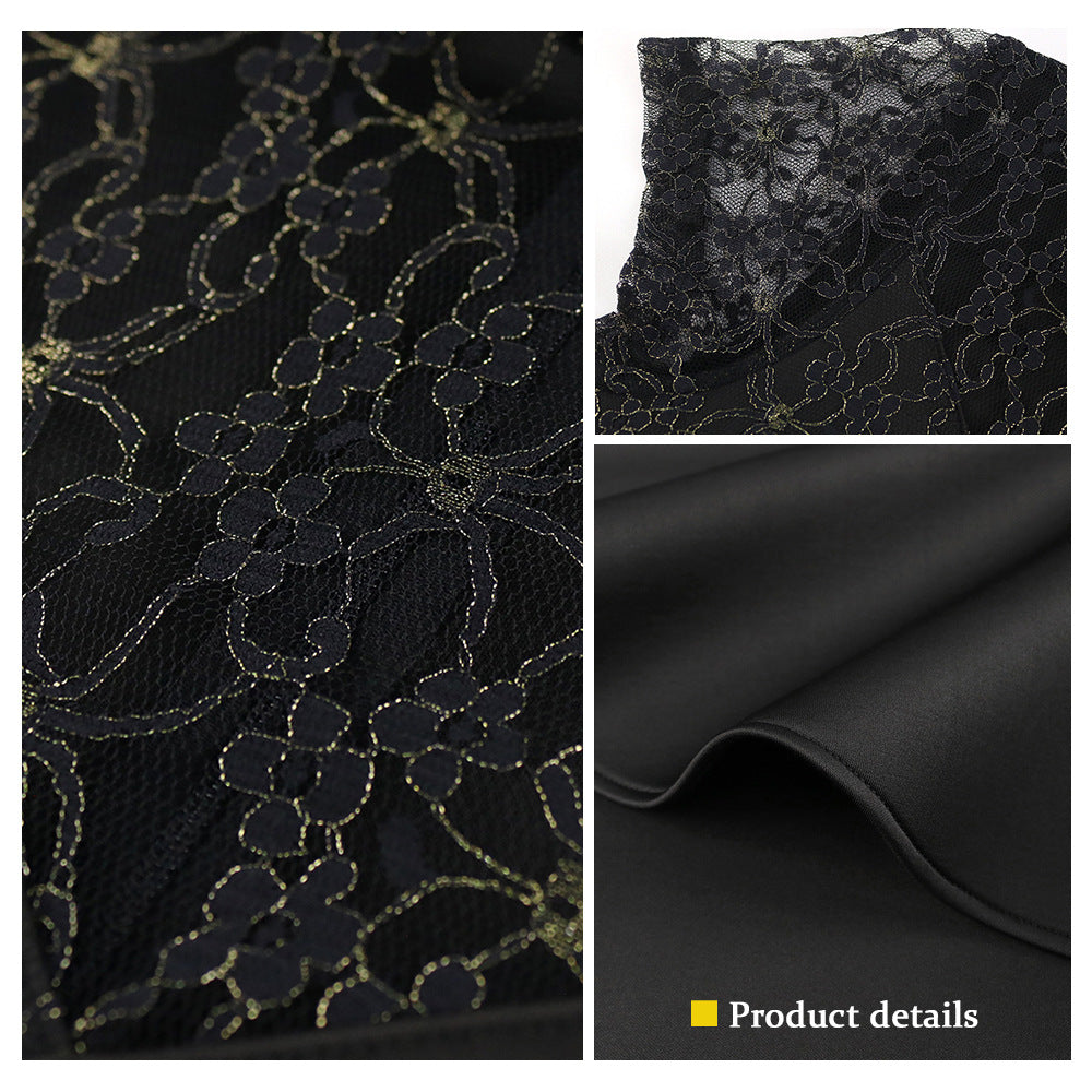 Sexy Black Lace Short Sleeves Party Dresses-Dresses-Free Shipping at meselling99