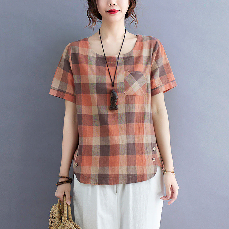 Vintage Stripe Cotton Linen T-Shirt