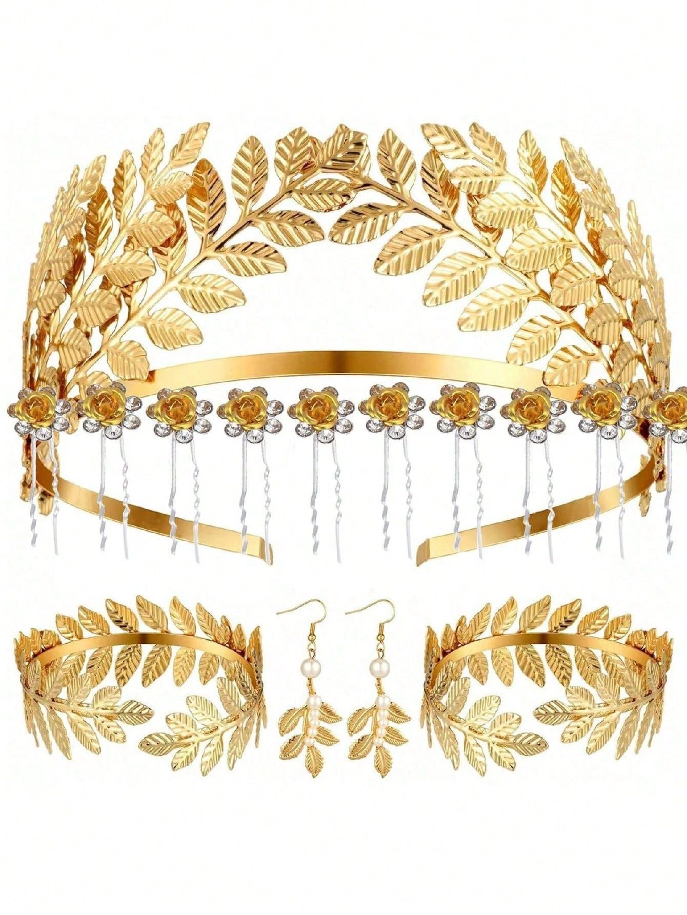 Gold Leaf Pearl Headband – Elegant Wire Wrap Hair Accessory for Women