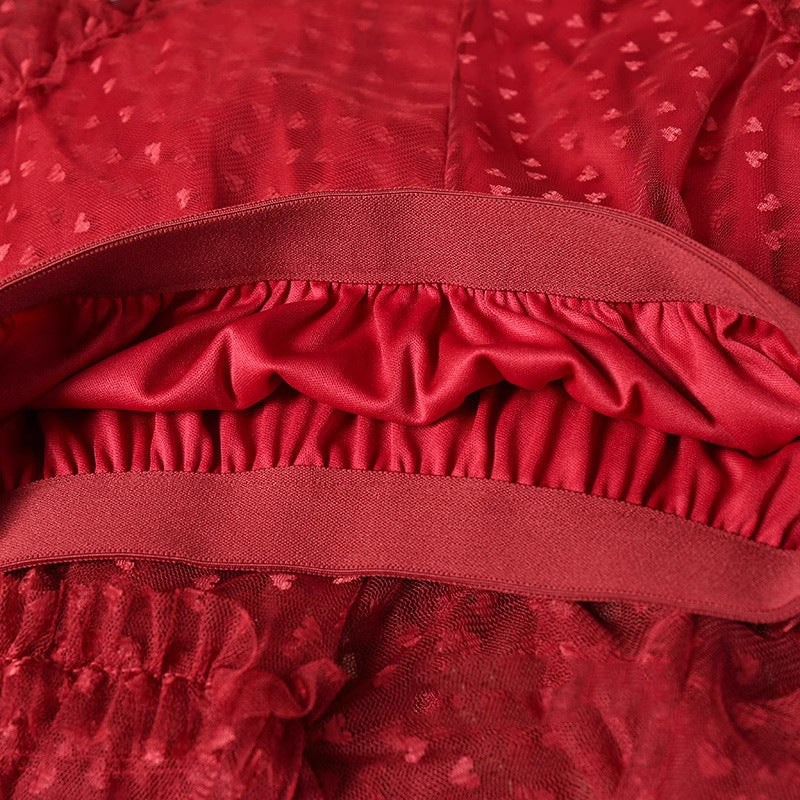 Plus-Size A-Line Tulle Skirt with Jacquard Heart Design