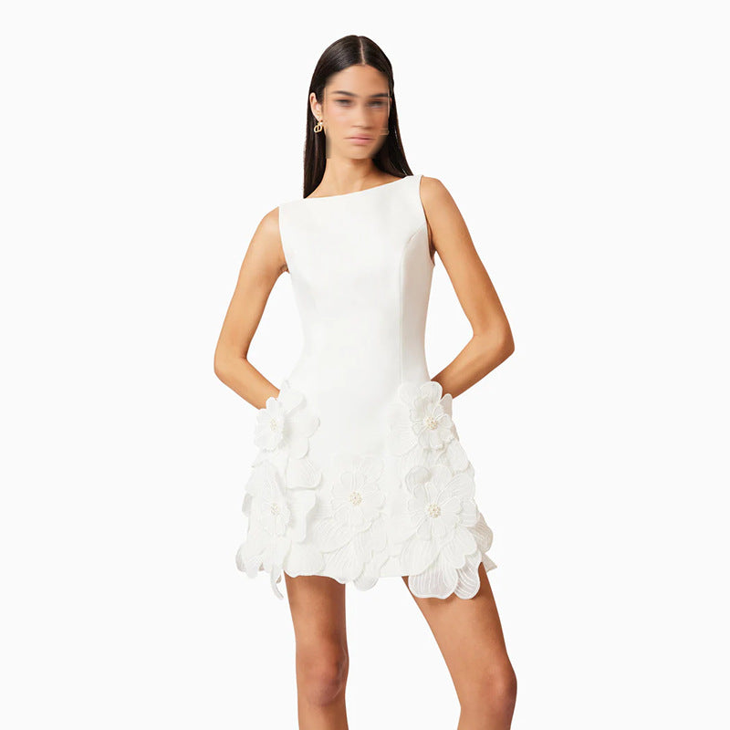 Designed Sweet 3D Floral Sleeveless Mini Dress