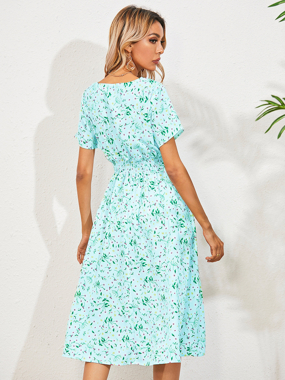 Women's Summer Floral Print Short Sleeve Dress