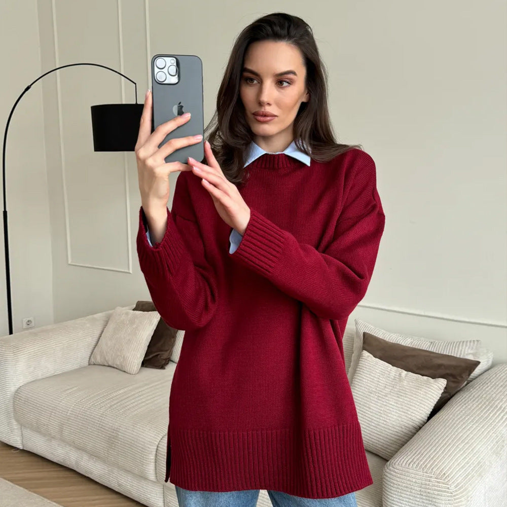 Women's Casual Split Hem Sweater