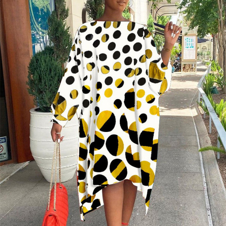 Casual Off The Shoulder Dot Print Dresses