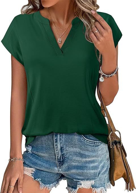 Summer Casual V Neck Short Sleeves T Shirts