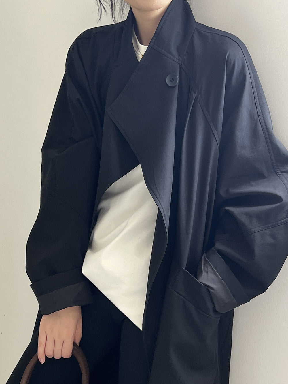 Retro Notch Lapel Single-Button Mid-Length Coat