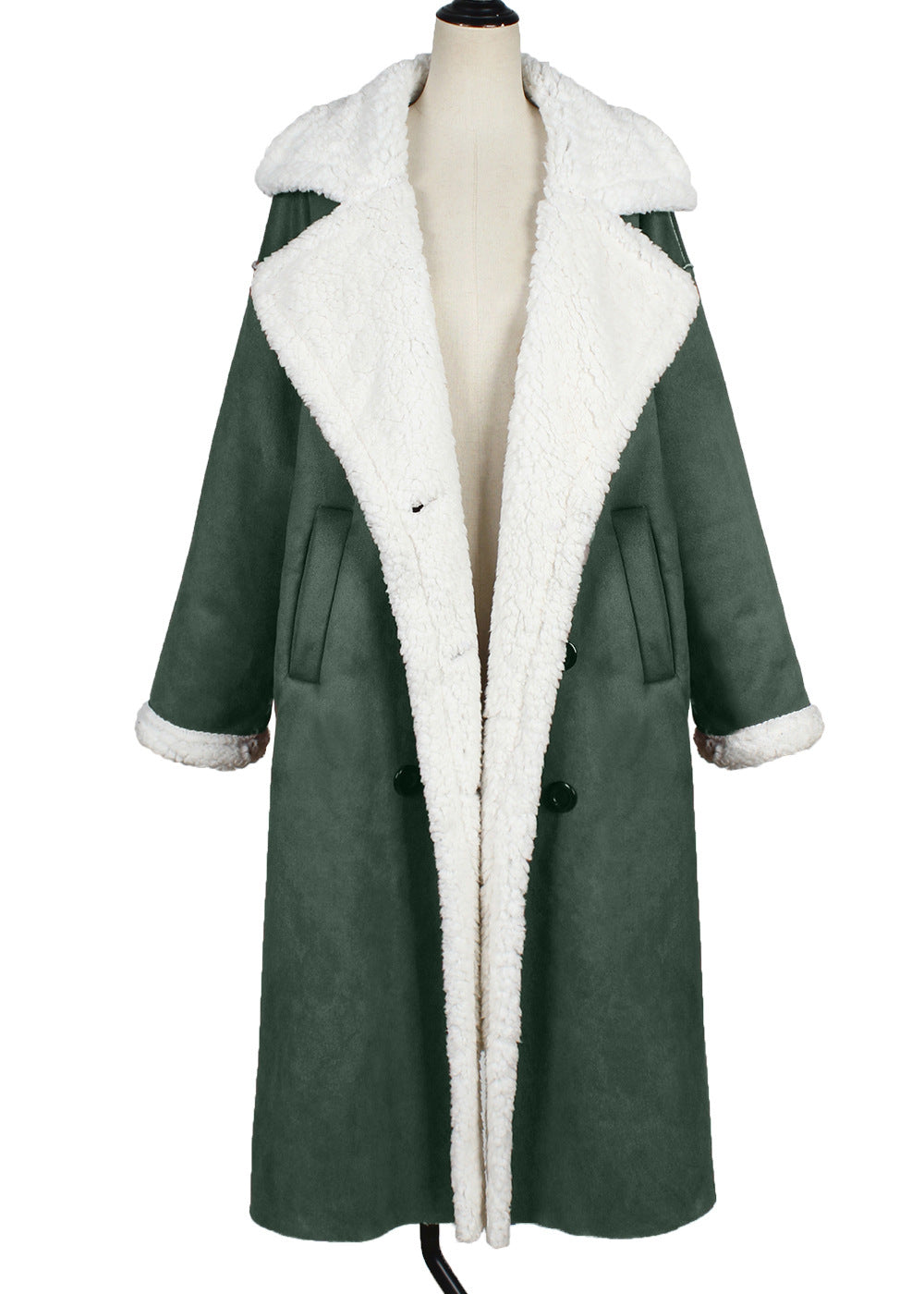 Women's Faux Leather & Fur Long Coat