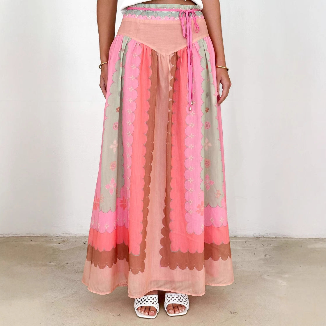Women's Boho Print Wrap Maxi Skirt