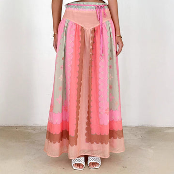 Women's Boho Print Wrap Maxi Skirt