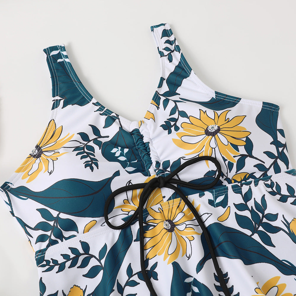 Women's Printed Multi-Colored Conservative Bikini Set