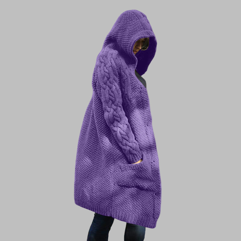 Women's Winter Hooded Single Button Slim Knit Sweater