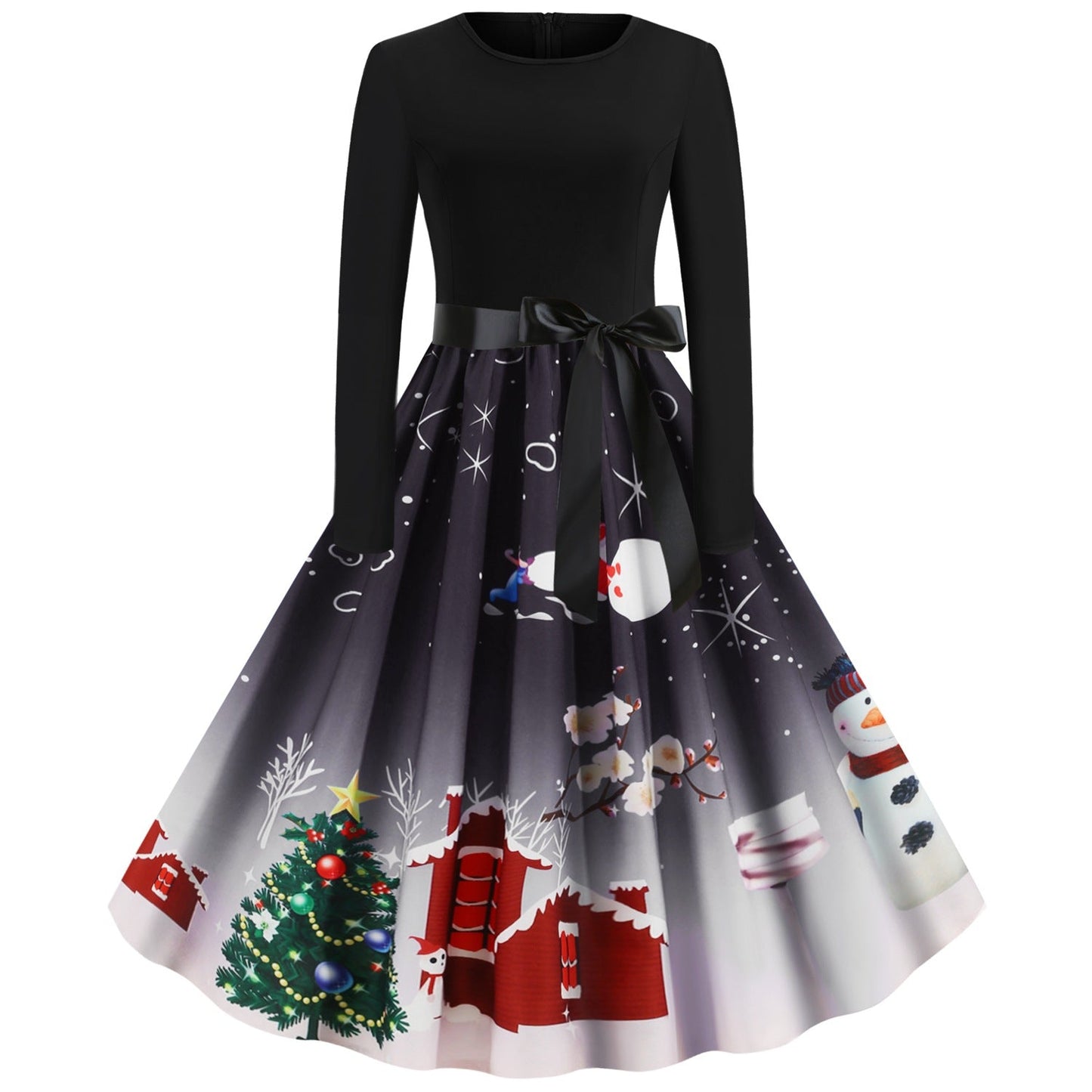 Christmas Vintage Round Neck Women Dresses-Christmas-Free Shipping at meselling99