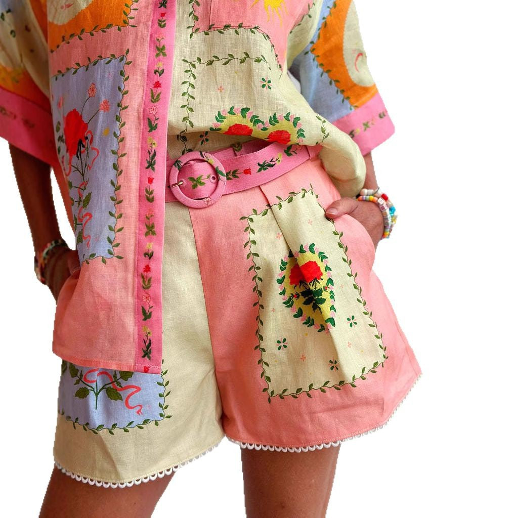 Casual Fashion Linen Shirt & Shorts Set