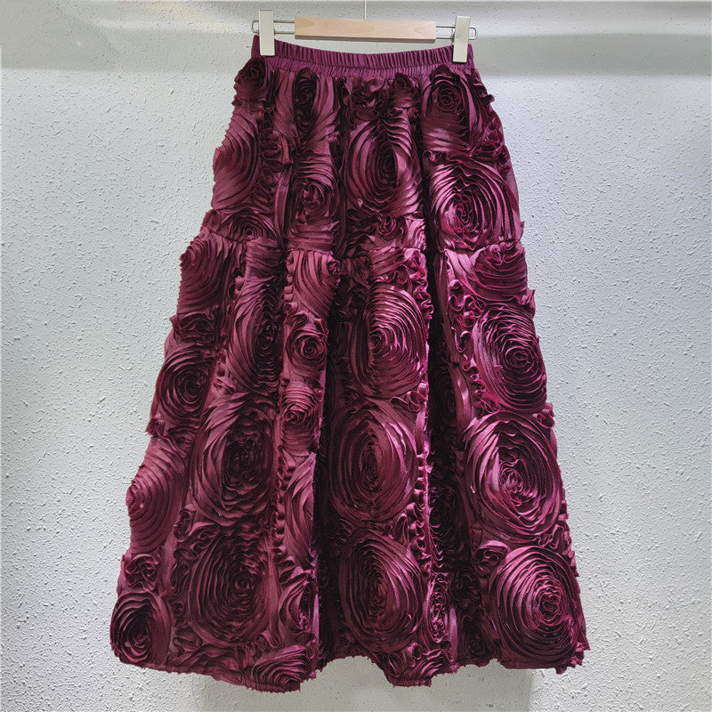 Flower Tulle A-Line Maxi Skirt
