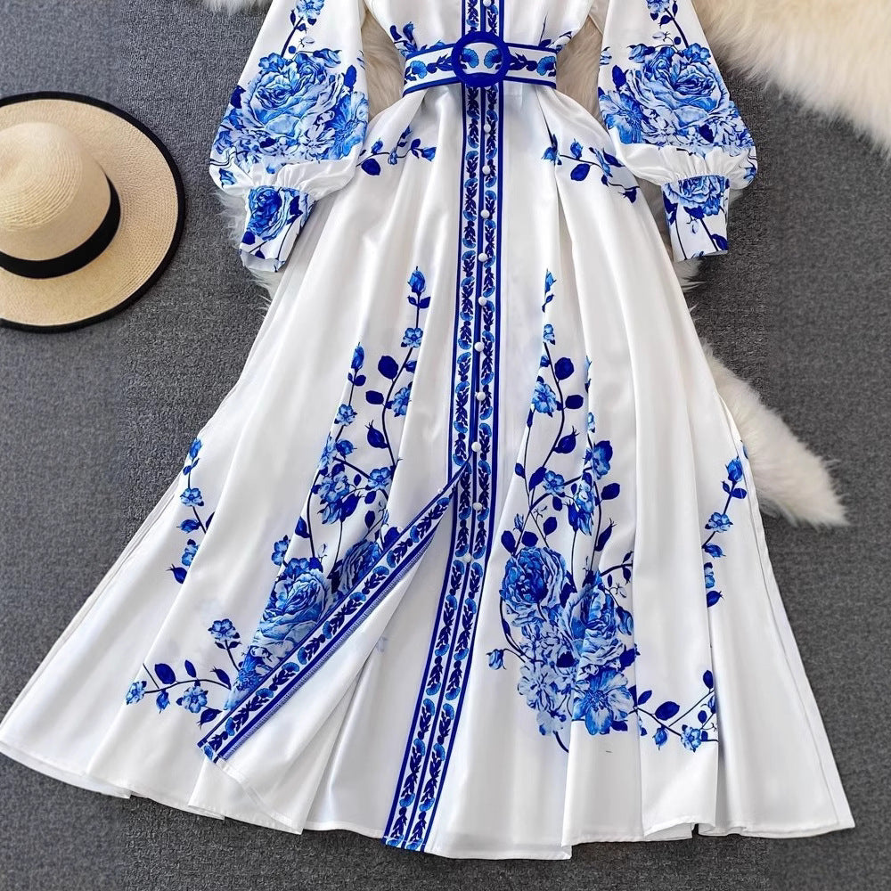 Imperial Porcelain Print Maxi Dress