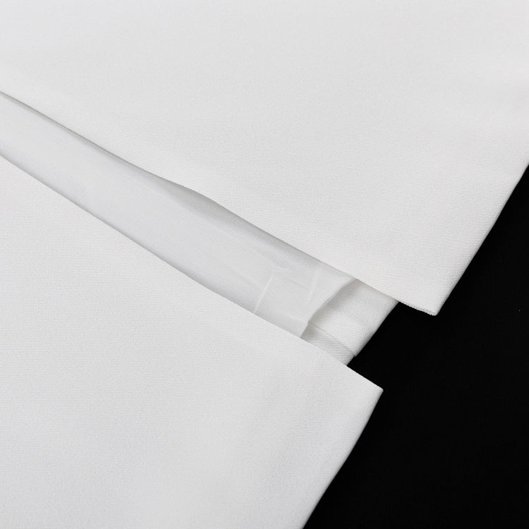 Designer A-Line White Low-Waist Midi Skirt – Unique Casual & Office Women's Skirt